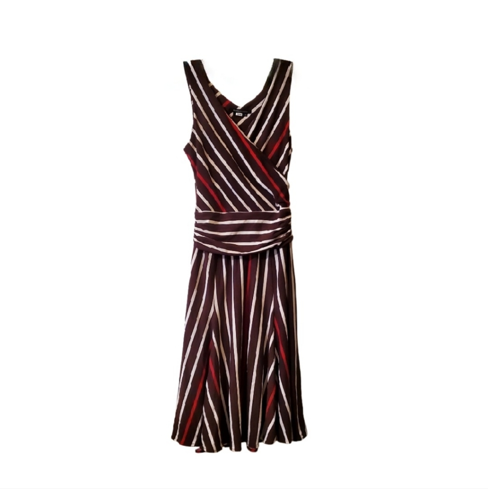BCBGMaxAzria Striped Sleeveless Midi Dress Size Extra Small